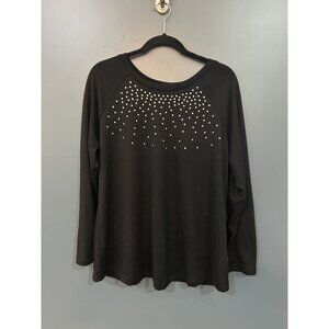 EUC Women's L Diane Gilman 3/4 Sleeve Sweater with Rhinestone detail